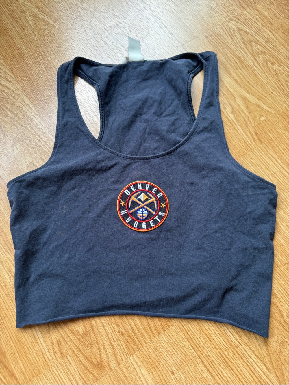 Denver Nuggets Black Racerback Crop Tank